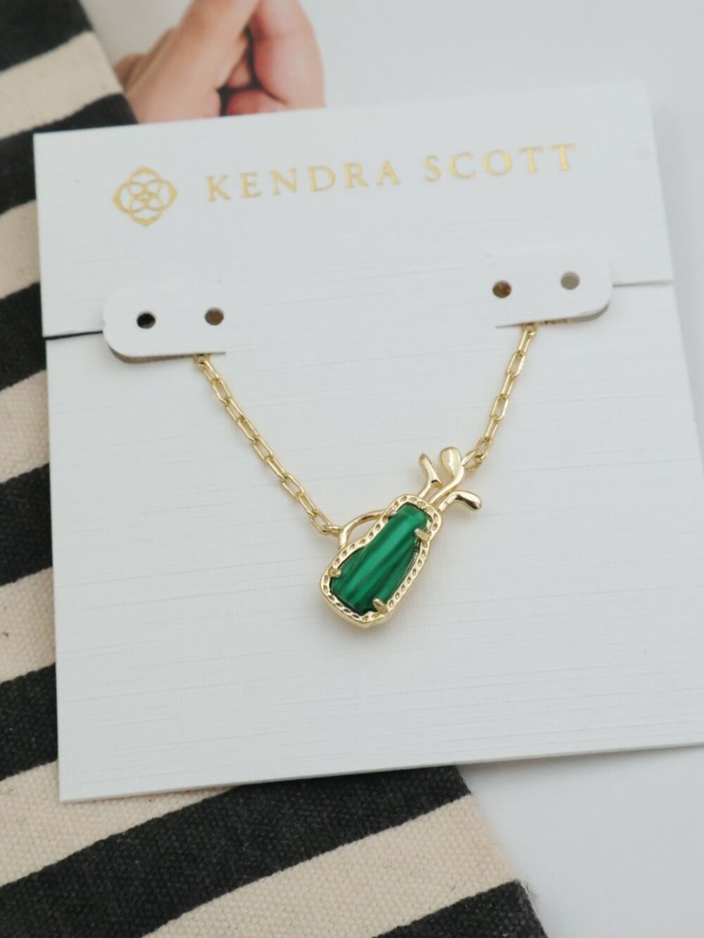 Kendra Scott Golf Gold Green Malachite Pendant Necklace
